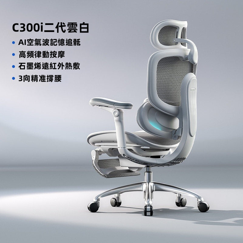 完整展示的 C300i 人體工學椅