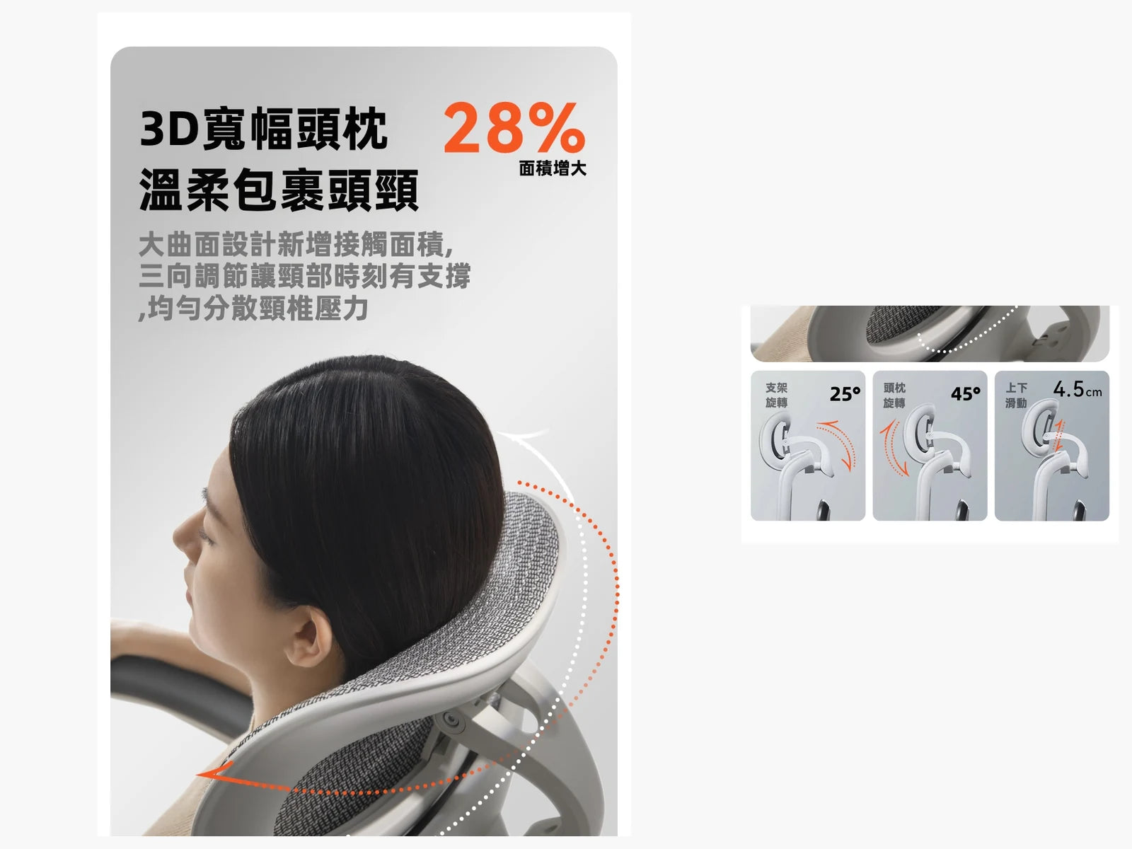 3D 寬幅頭枕